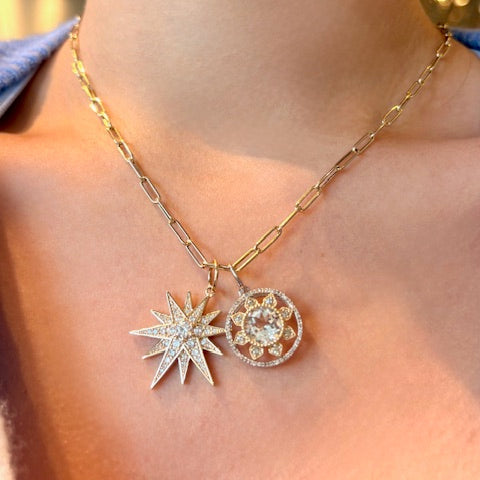 Mixed Metal White Topaz Pendant