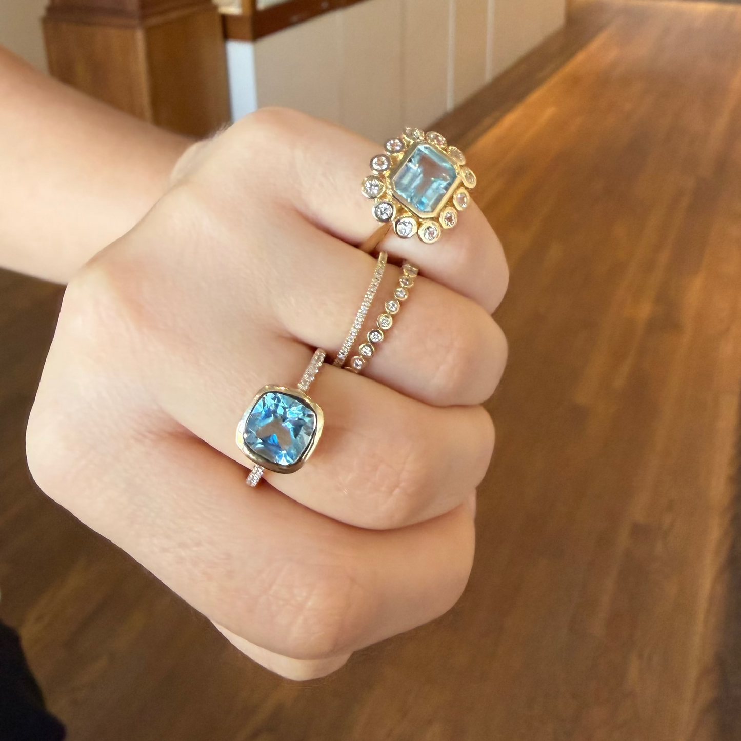 Cushion Cut Sky Blue Topaz Ring