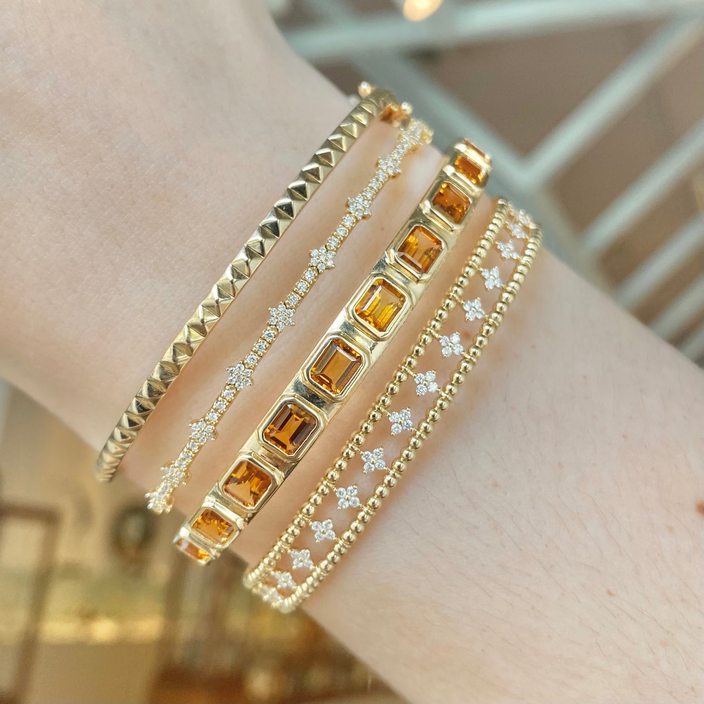 Flexible Diamond Cluster Cutout Bracelet