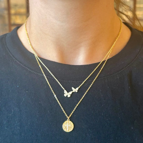 Round Matte Cross Necklace