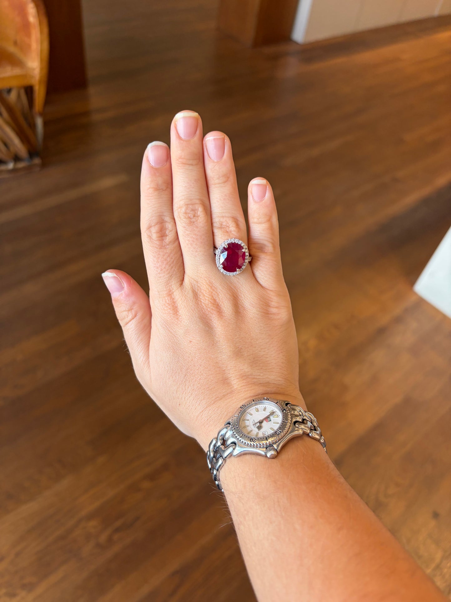 Oval Ruby and Diamond White Gold Ring