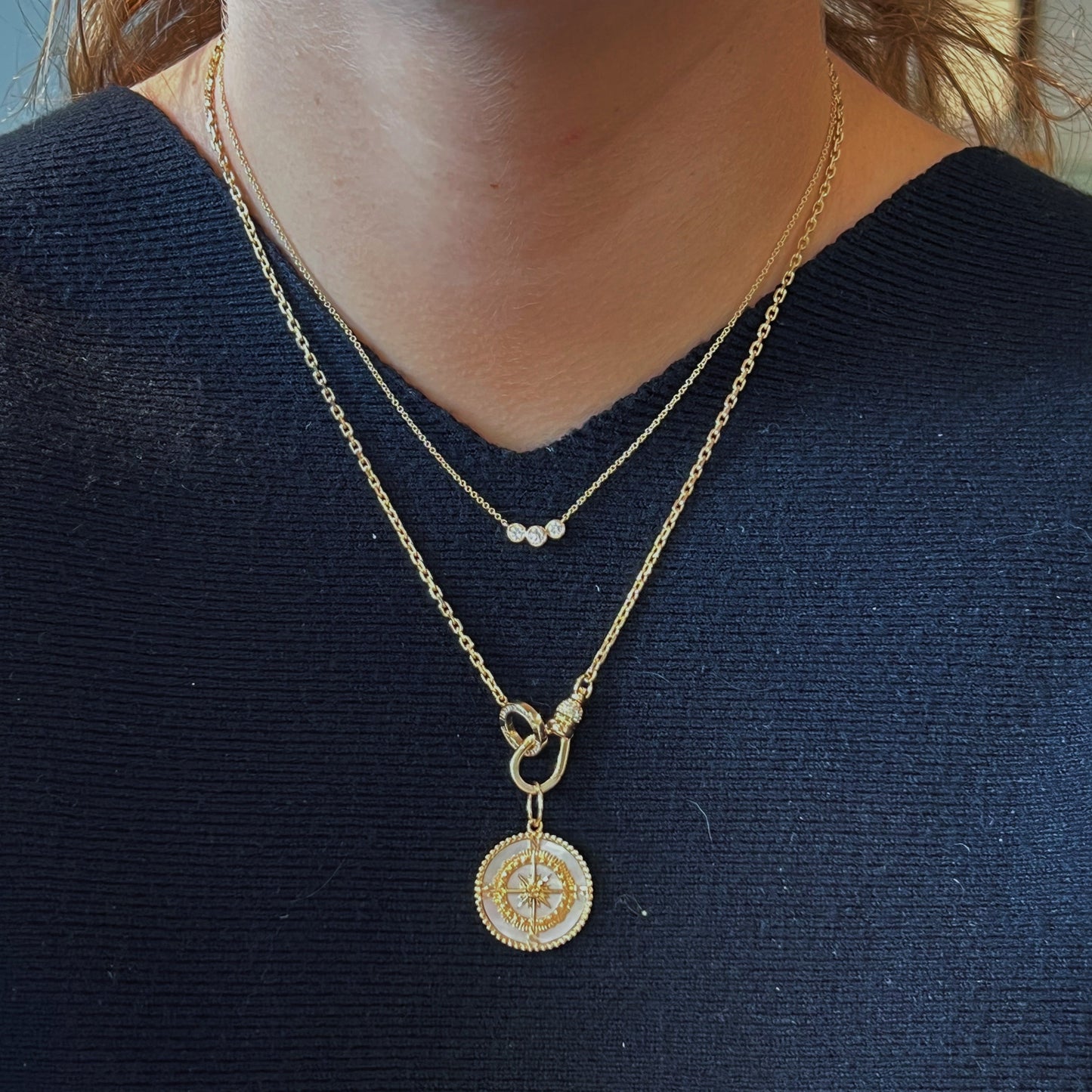 Gold Chain with Diamond Circle Enhancer and Clasp