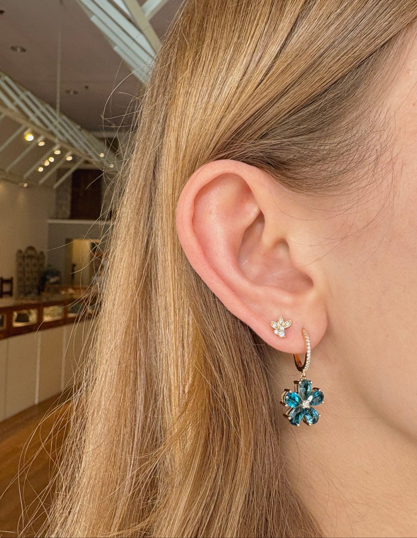 London Blue Topaz Flower Earrings