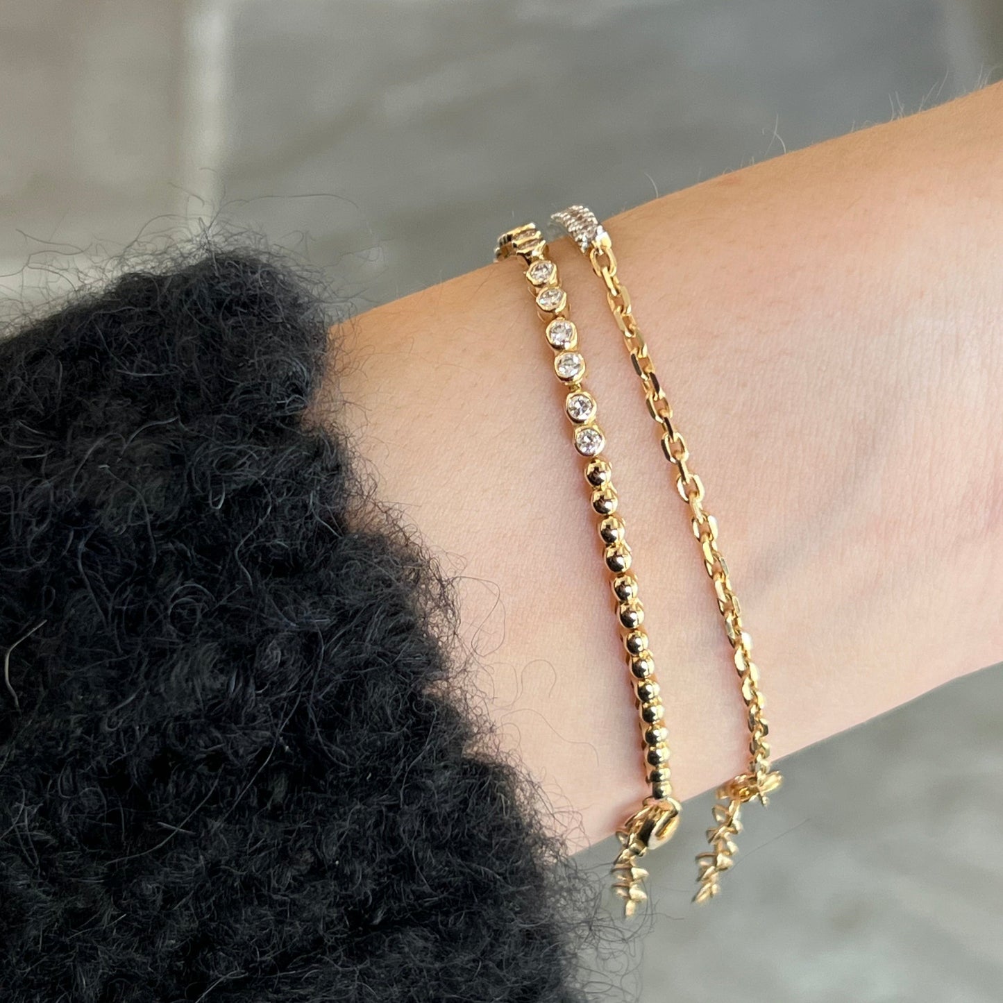 Partial Bezel Set Diamond Tennis Bracelet