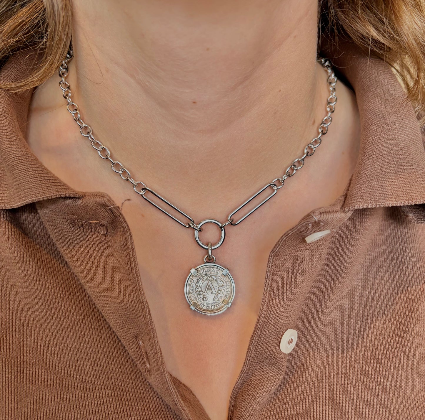 Sterling Silver Circle Enhancer Necklace