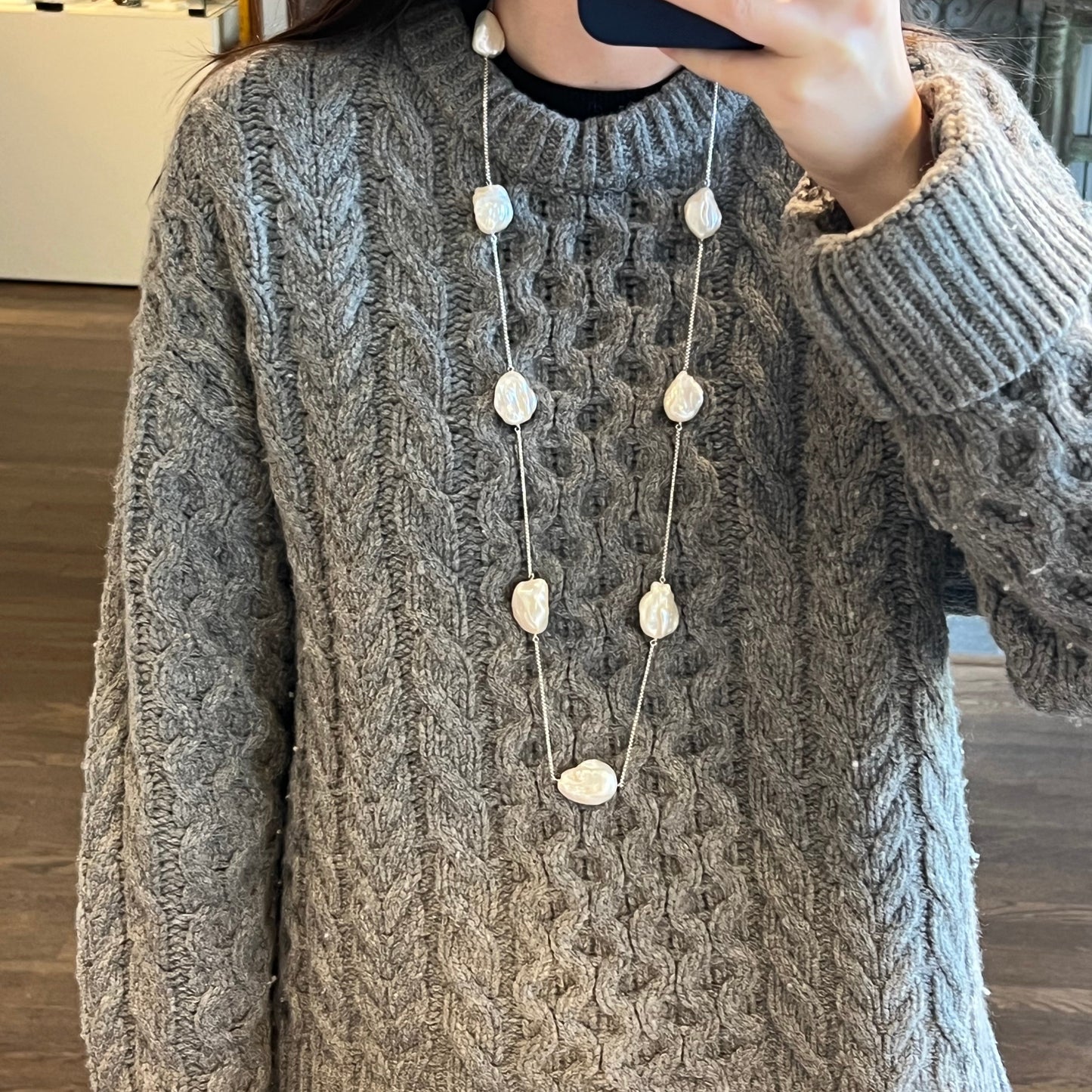 Baroque Pearls Station Necklace