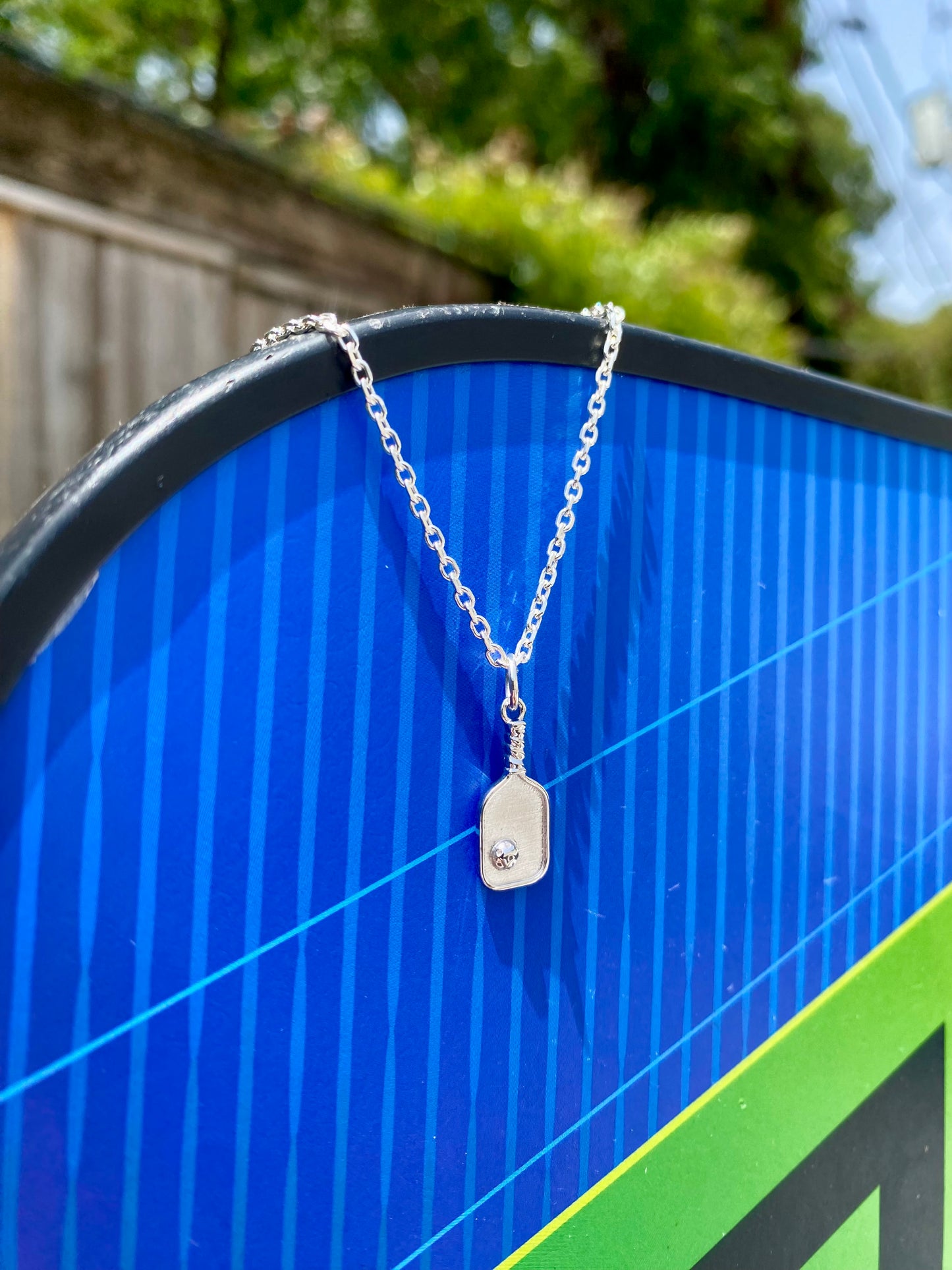 Silver Pickleball Paddle Charm