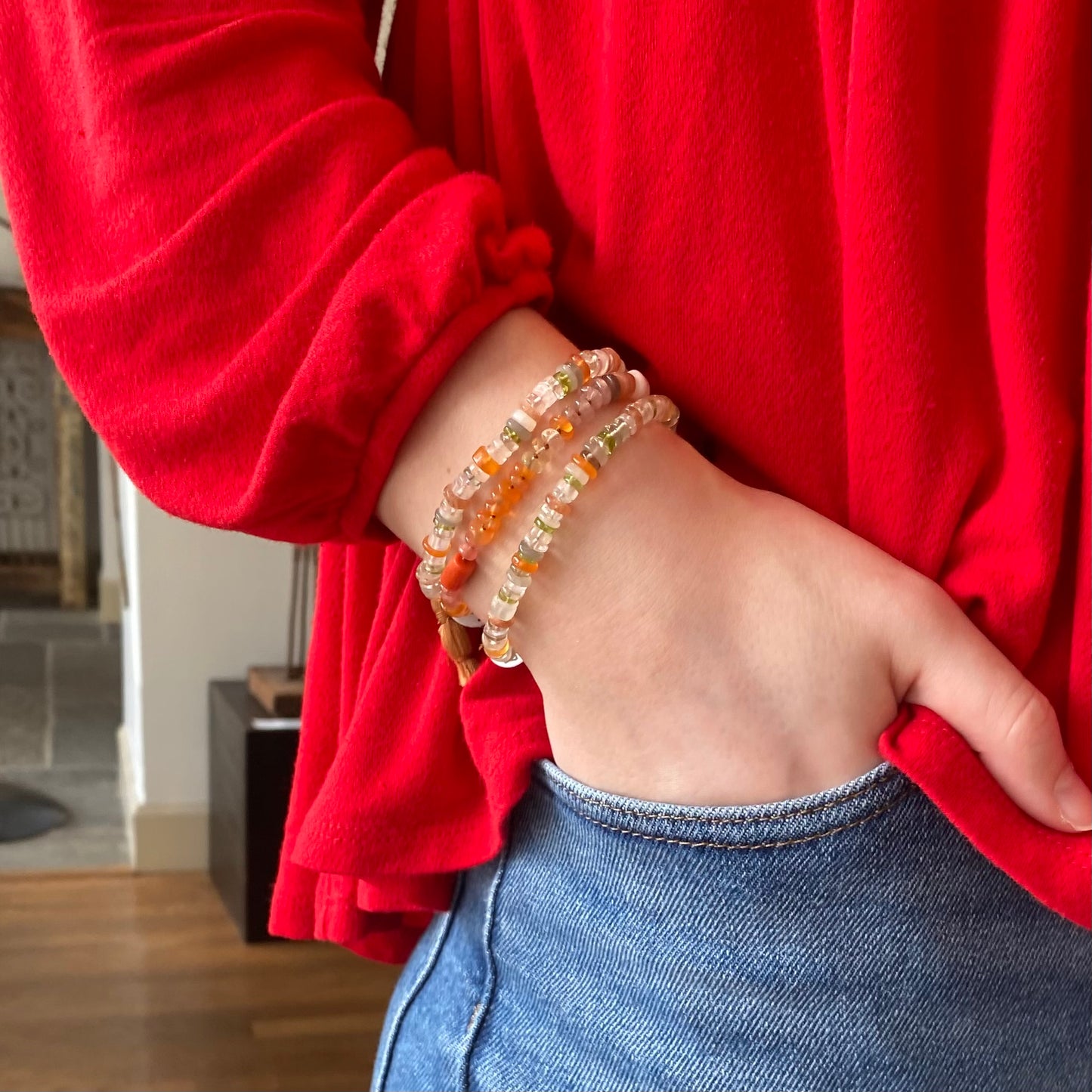 Carnelian & Peridot Gemstone Mix Bracelet