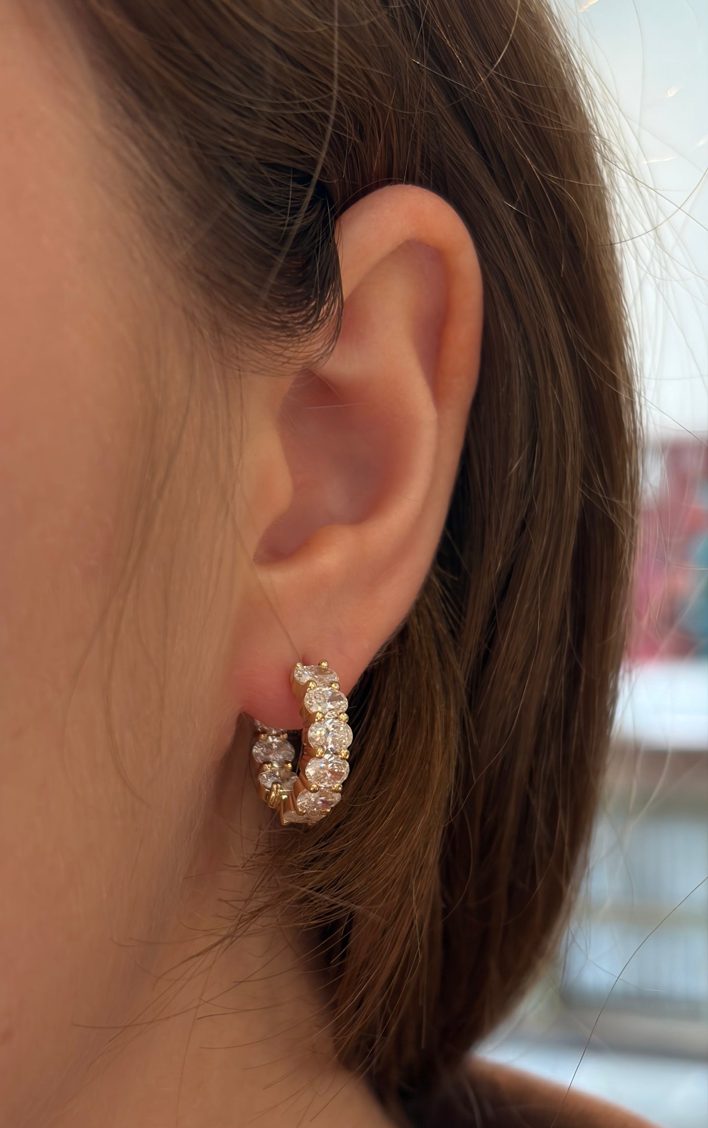 Inside & Outside Oval Cut Lab Grown Diamond Huggies