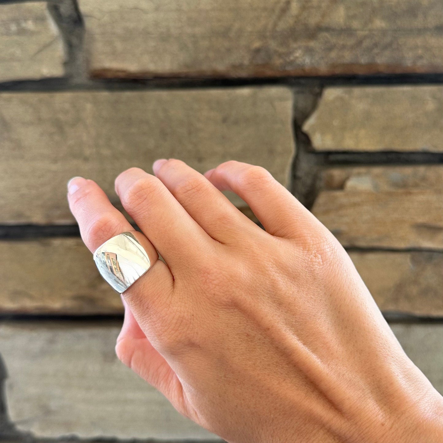 Wide tapered Silver ring