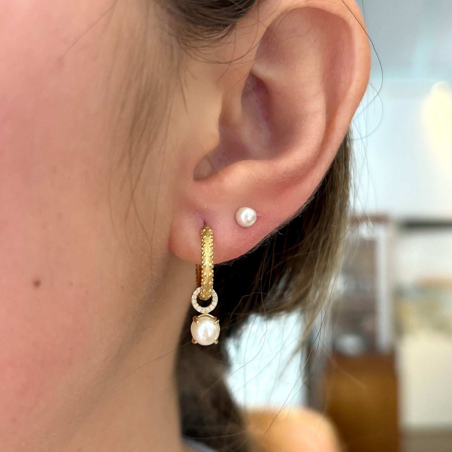 Pearl and Diamond Earring Charms