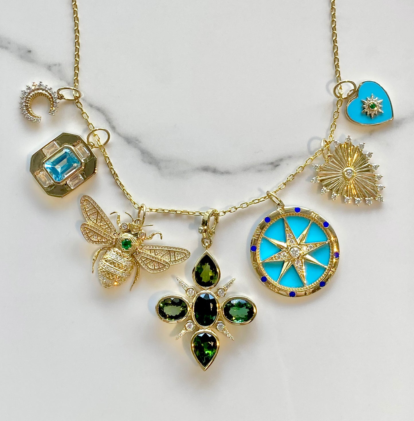 Fluted Diamond Heart Pendant