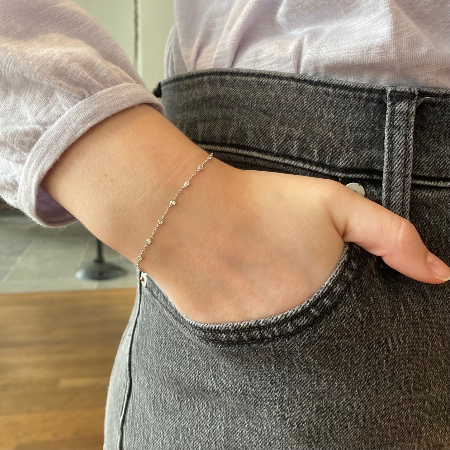 White Gold Diamond Station Bracelet