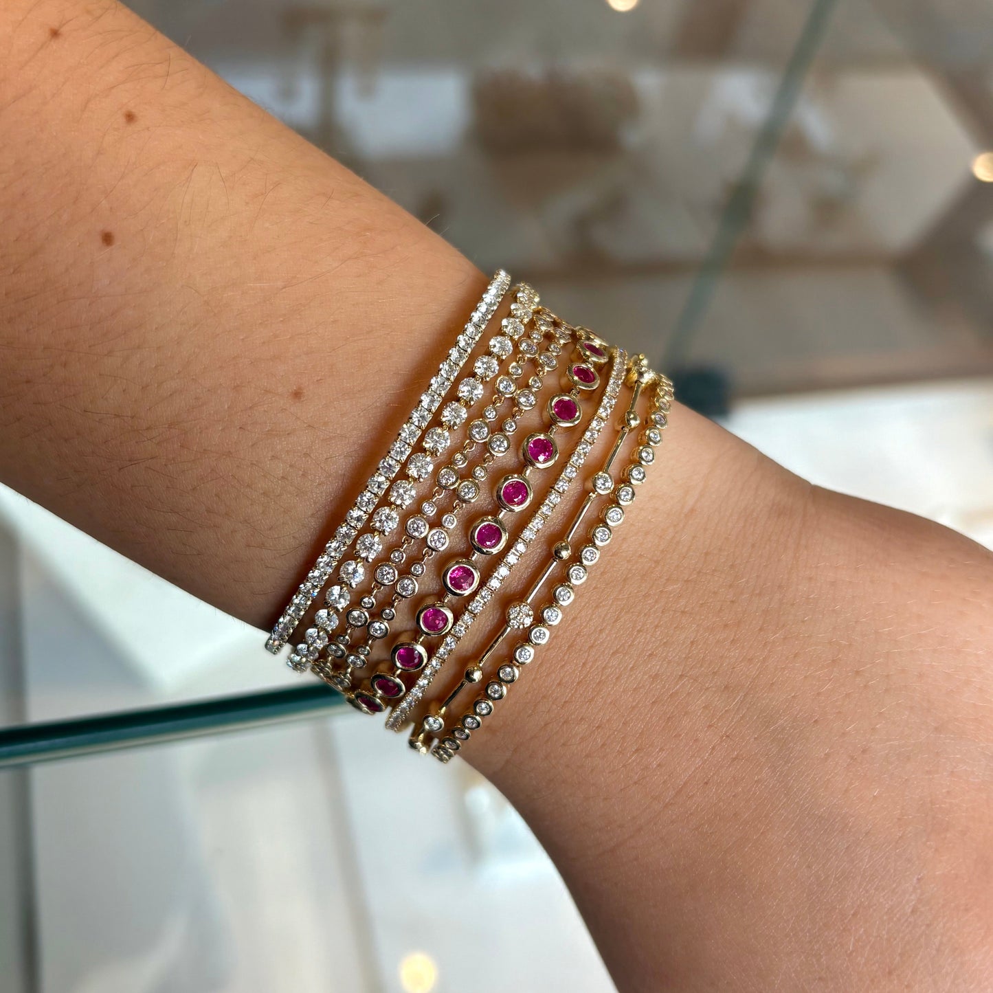 Double Row Diamond Bezel Tennis Bracelet