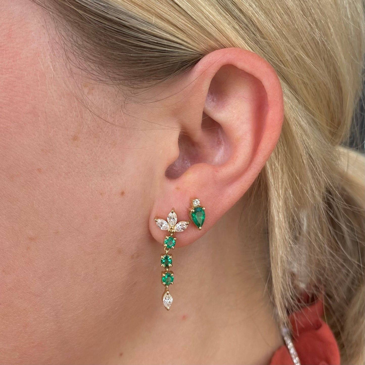 Emerald & Diamond Studs