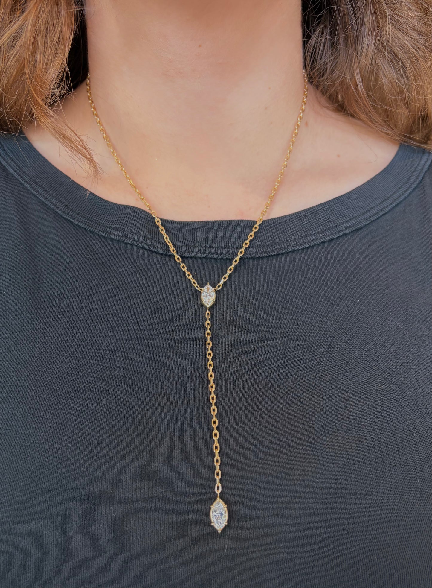 Lab Diamond Marquise Lariat Necklace