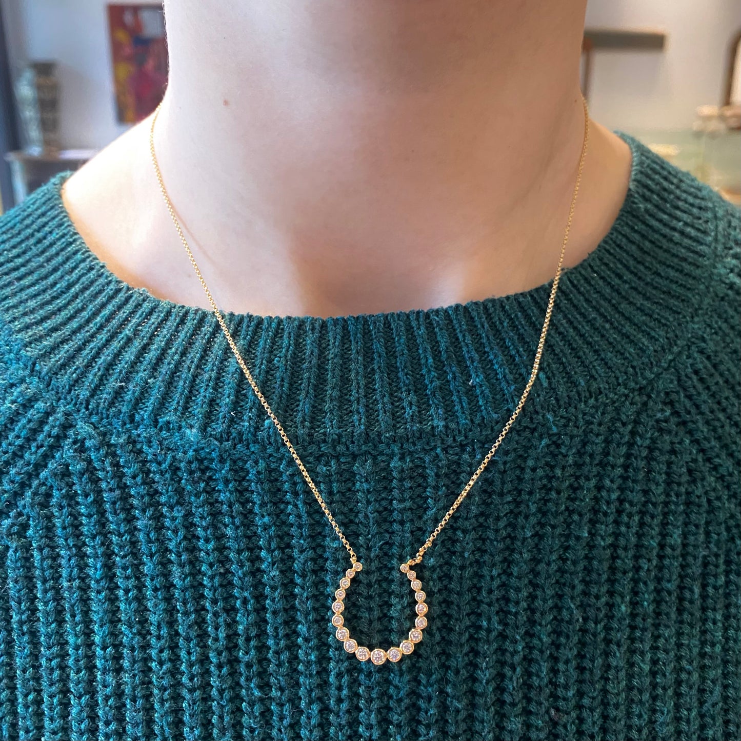 Diamond Bezel Horseshoe Necklace