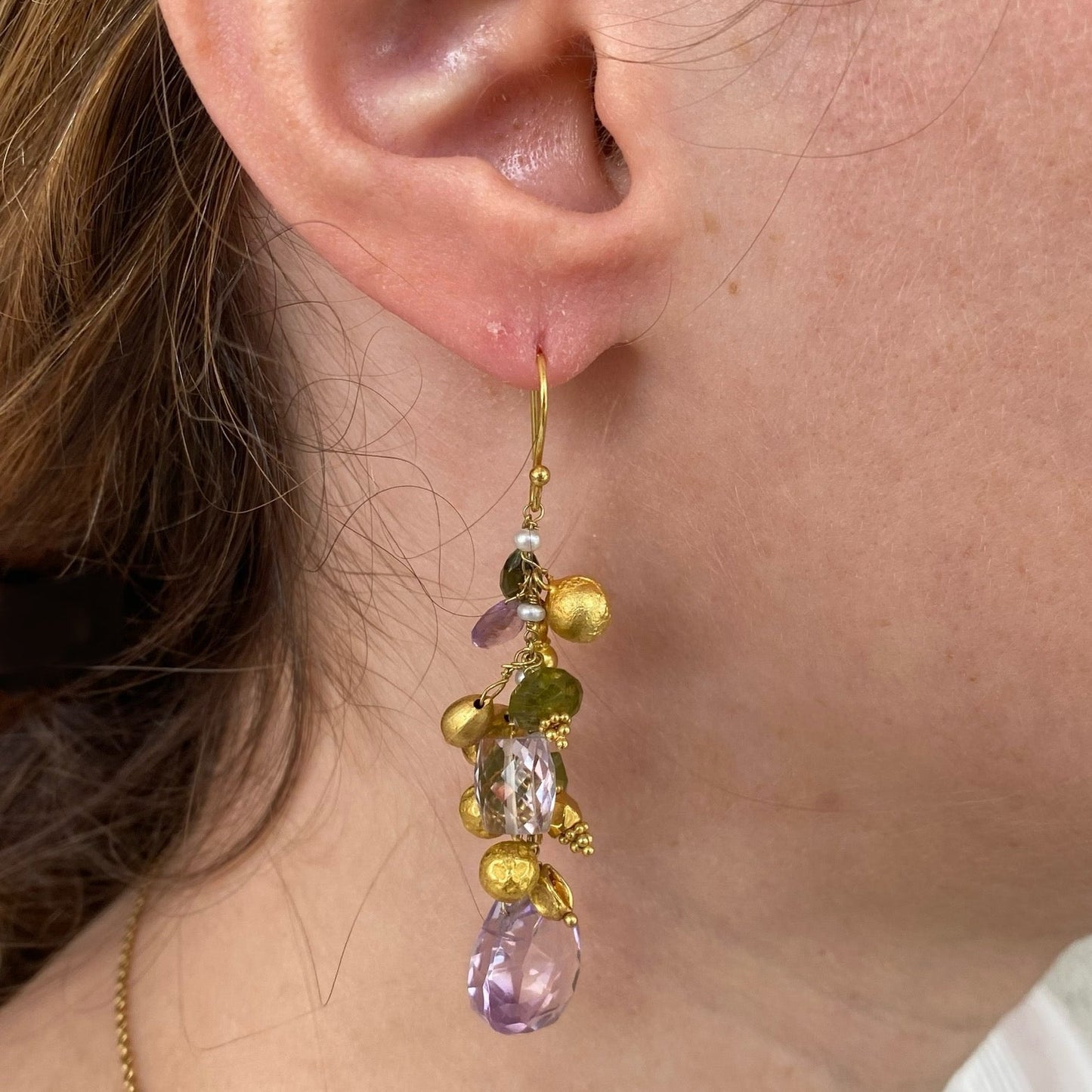 Amethyst & Peridot Drop Earrings