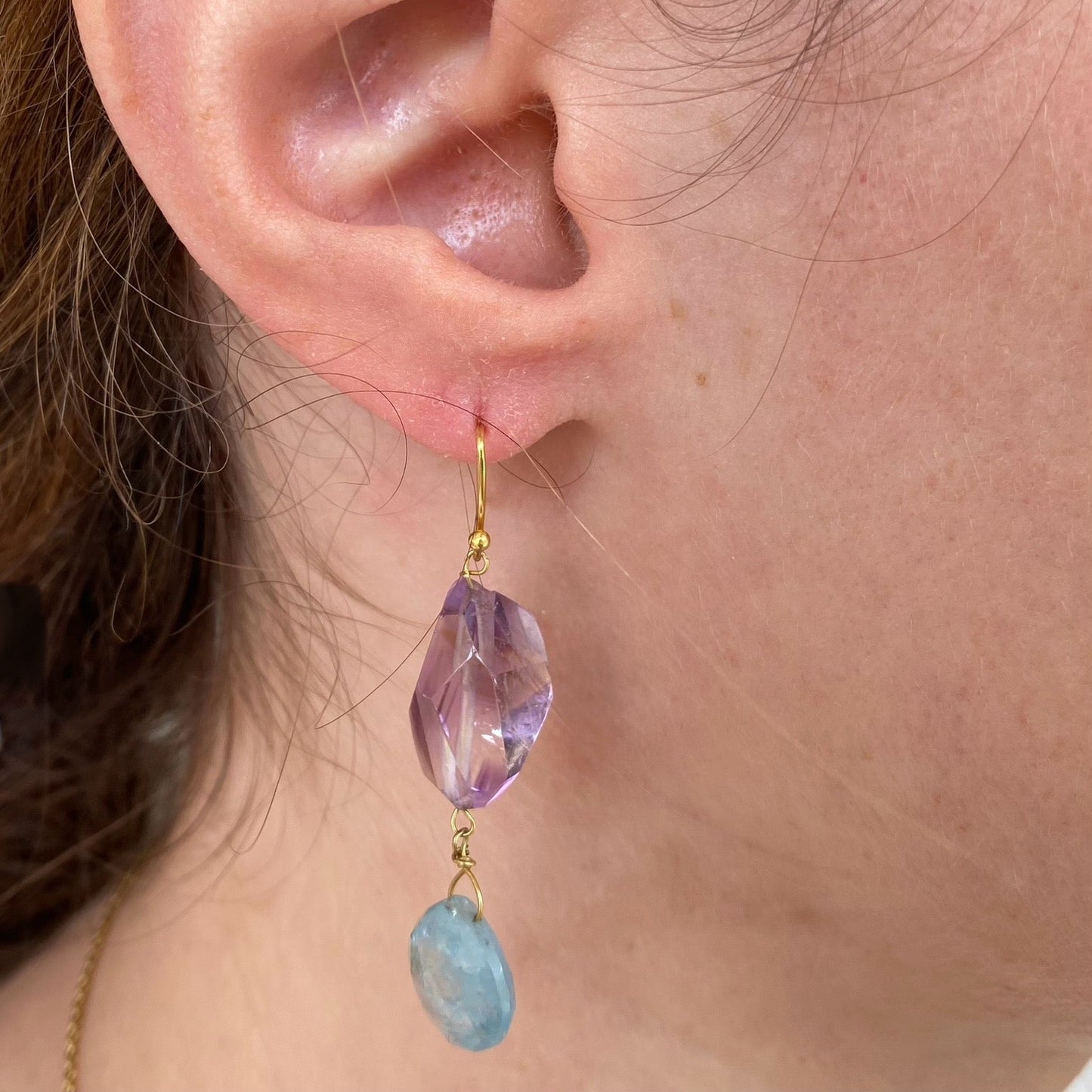 Amethyst & Aquamarine Drop Earrings