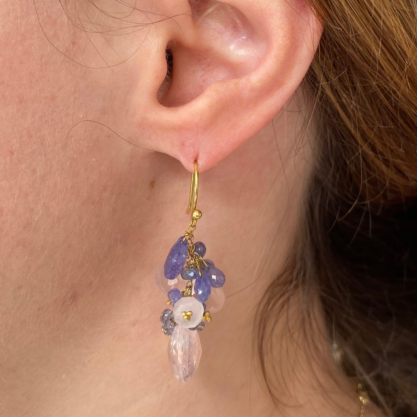 Rose Quartz & Tanzanite Earrings