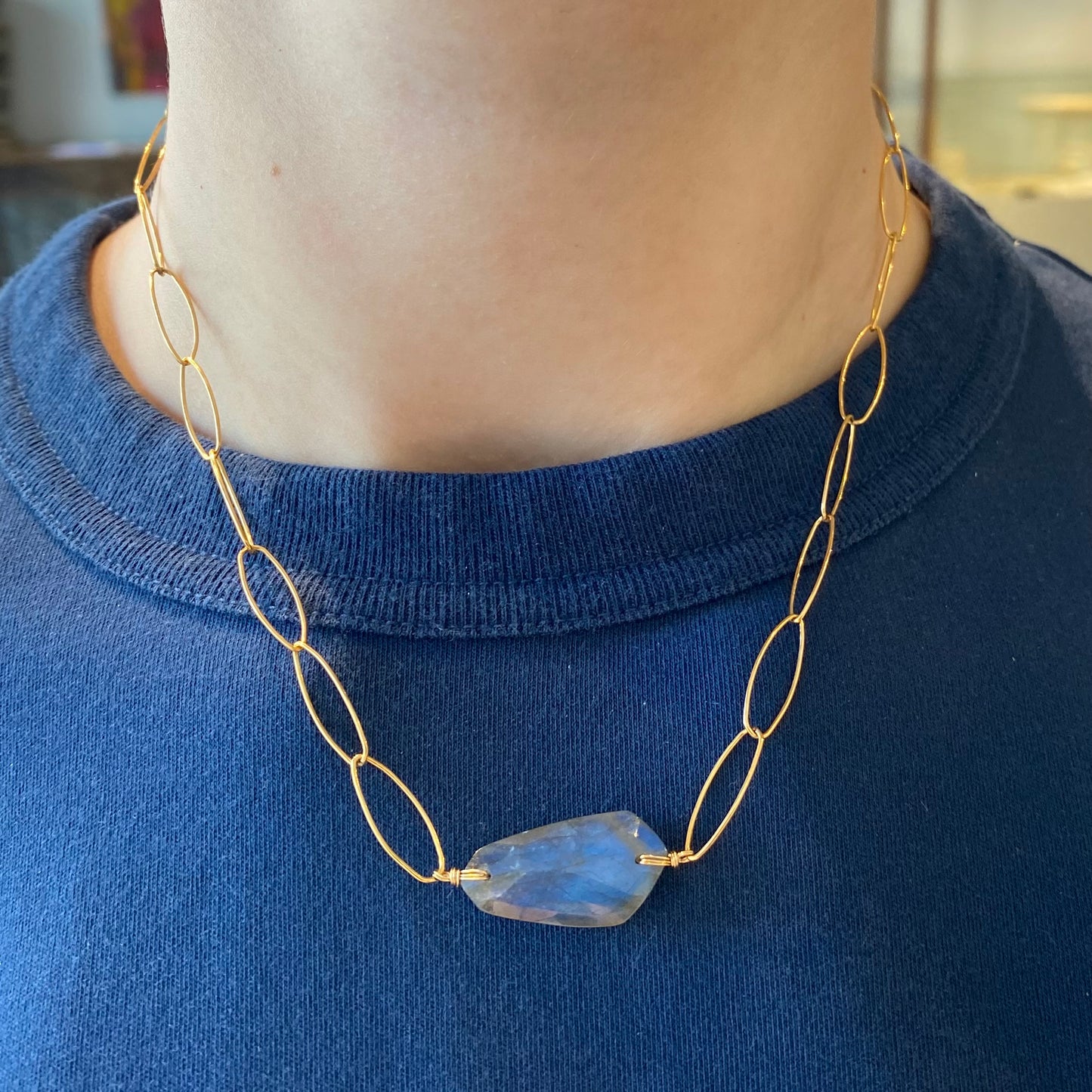 Labradorite Elongated Links Necklace
