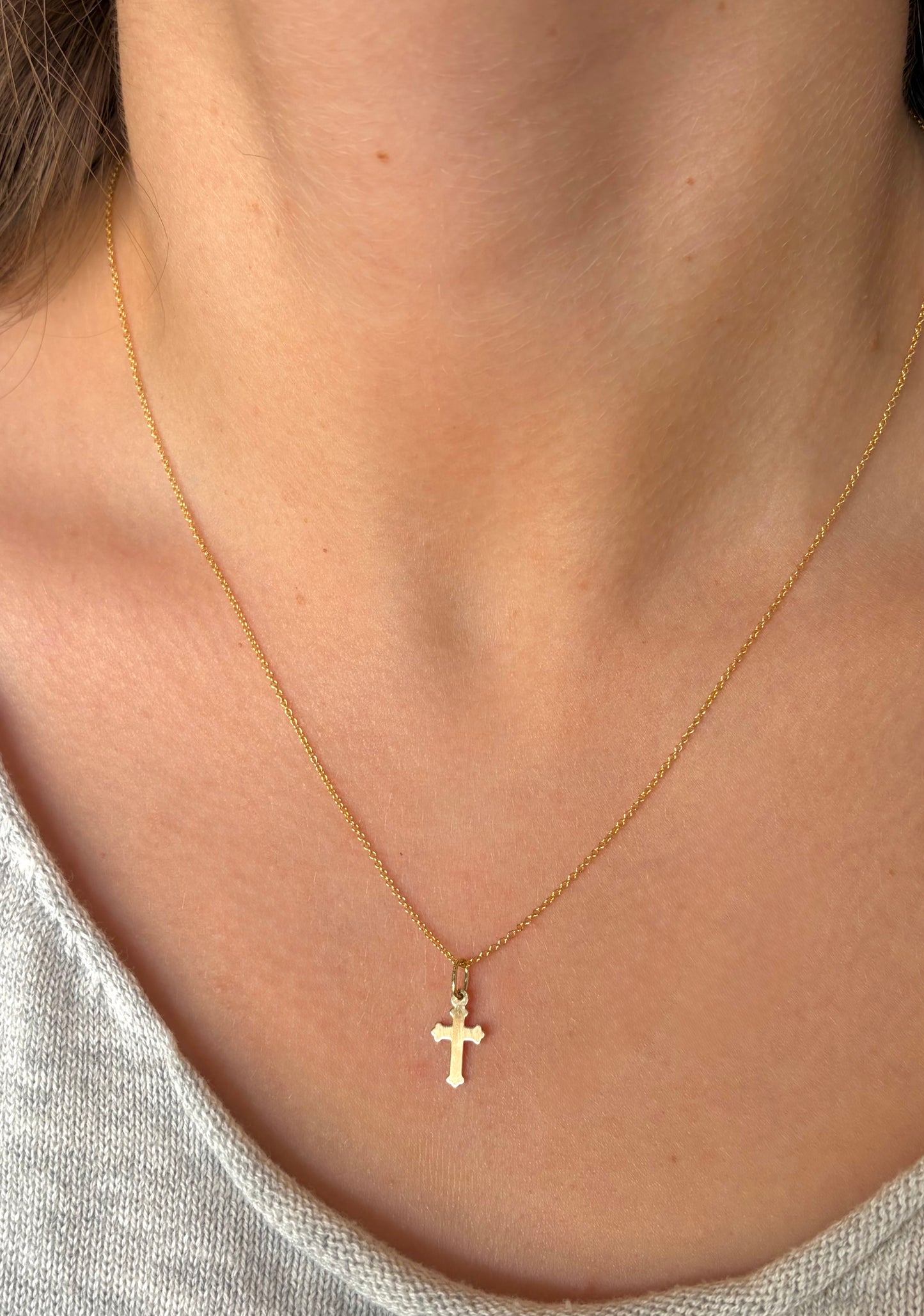 Gold Rounded Cross Pendant