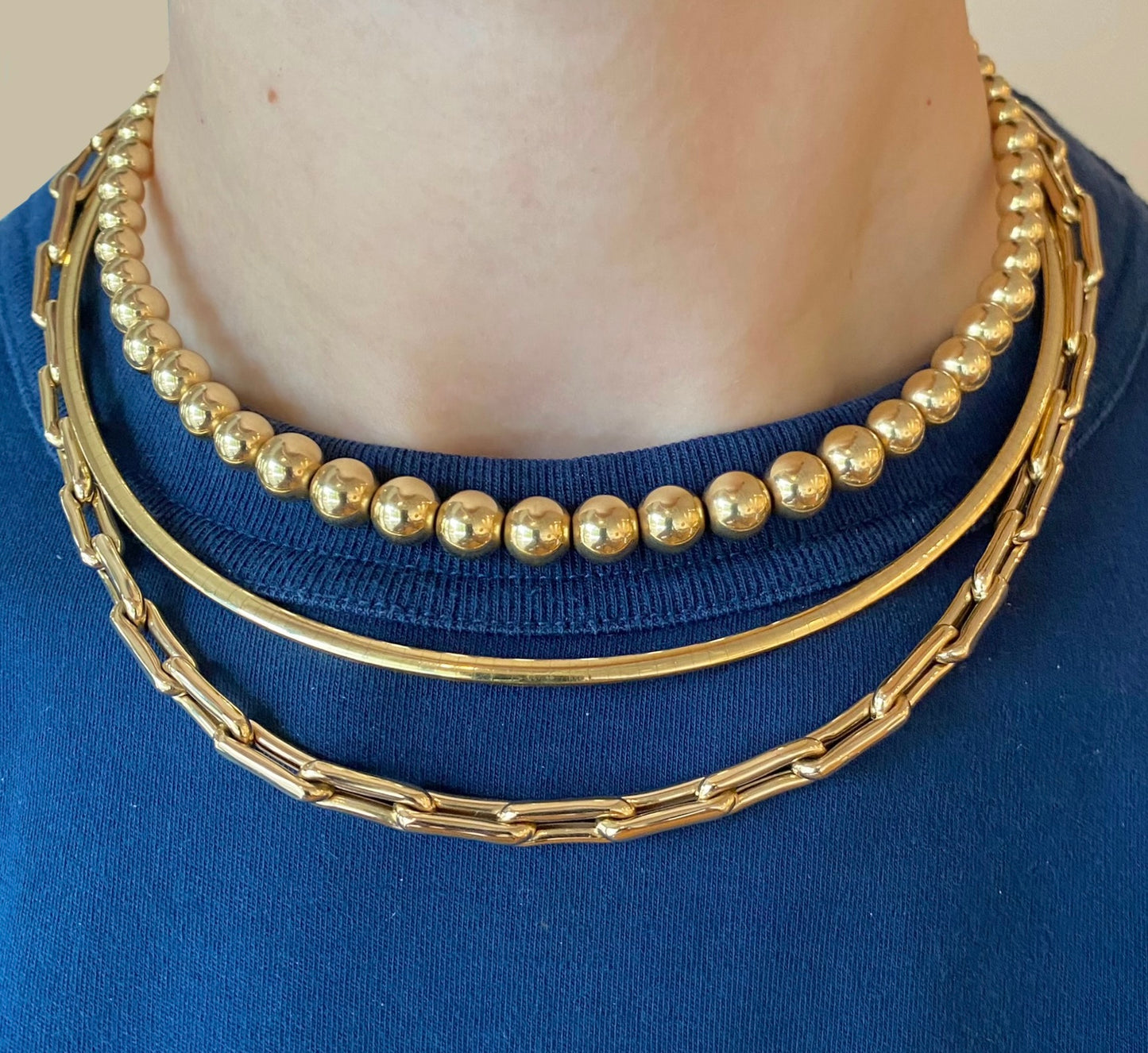 Elongated Gold Chain Necklace
