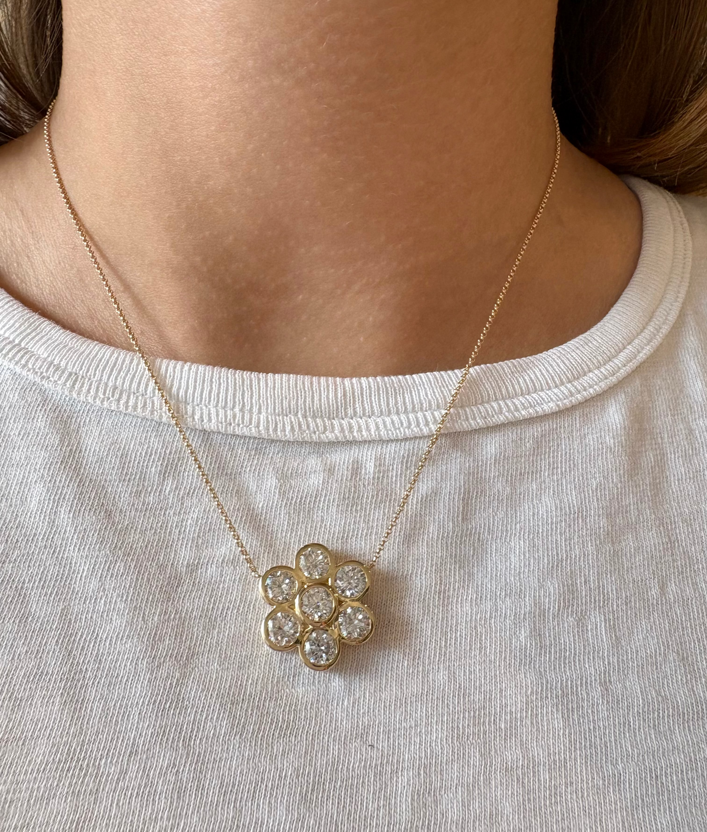 Bezel Set Daisy Lab Diamond Necklace