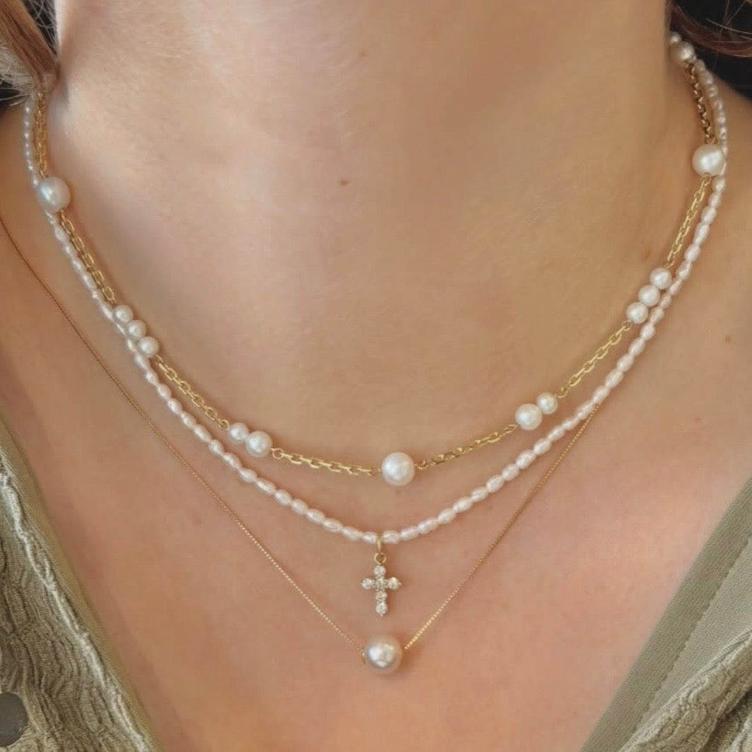Pointed Prong Set Diamond Mini Cross Charm