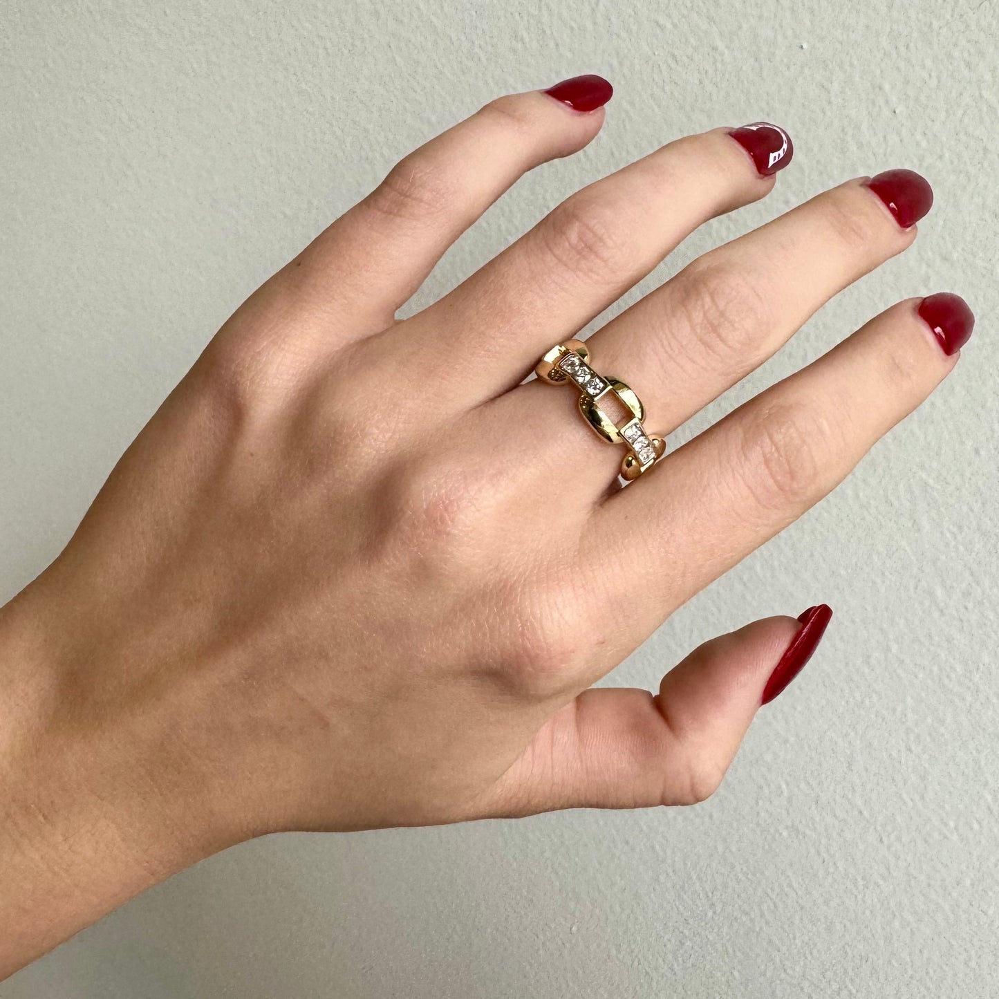 Chain Link with Diamonds Ring