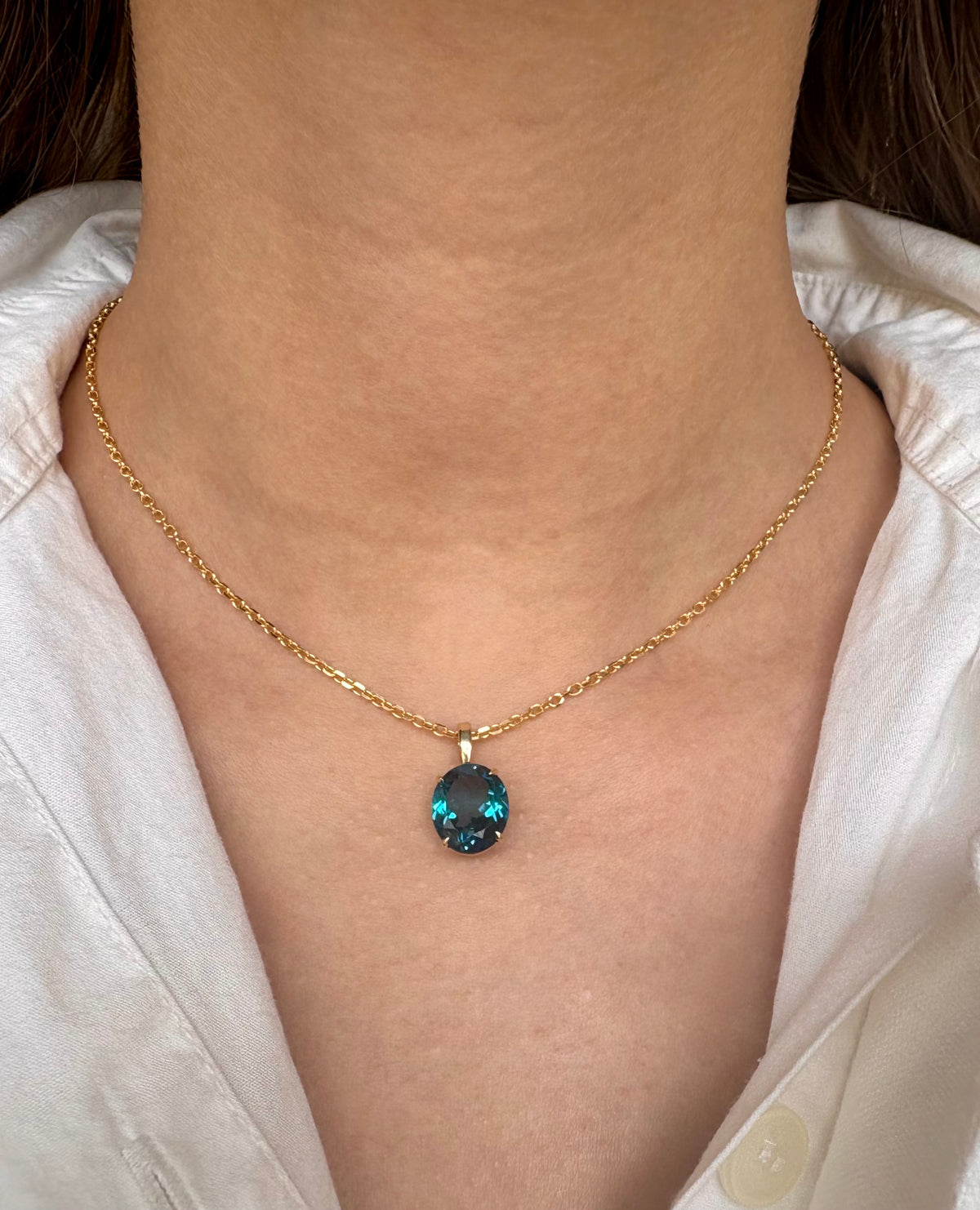 Oval London Blue Topaz Pendant