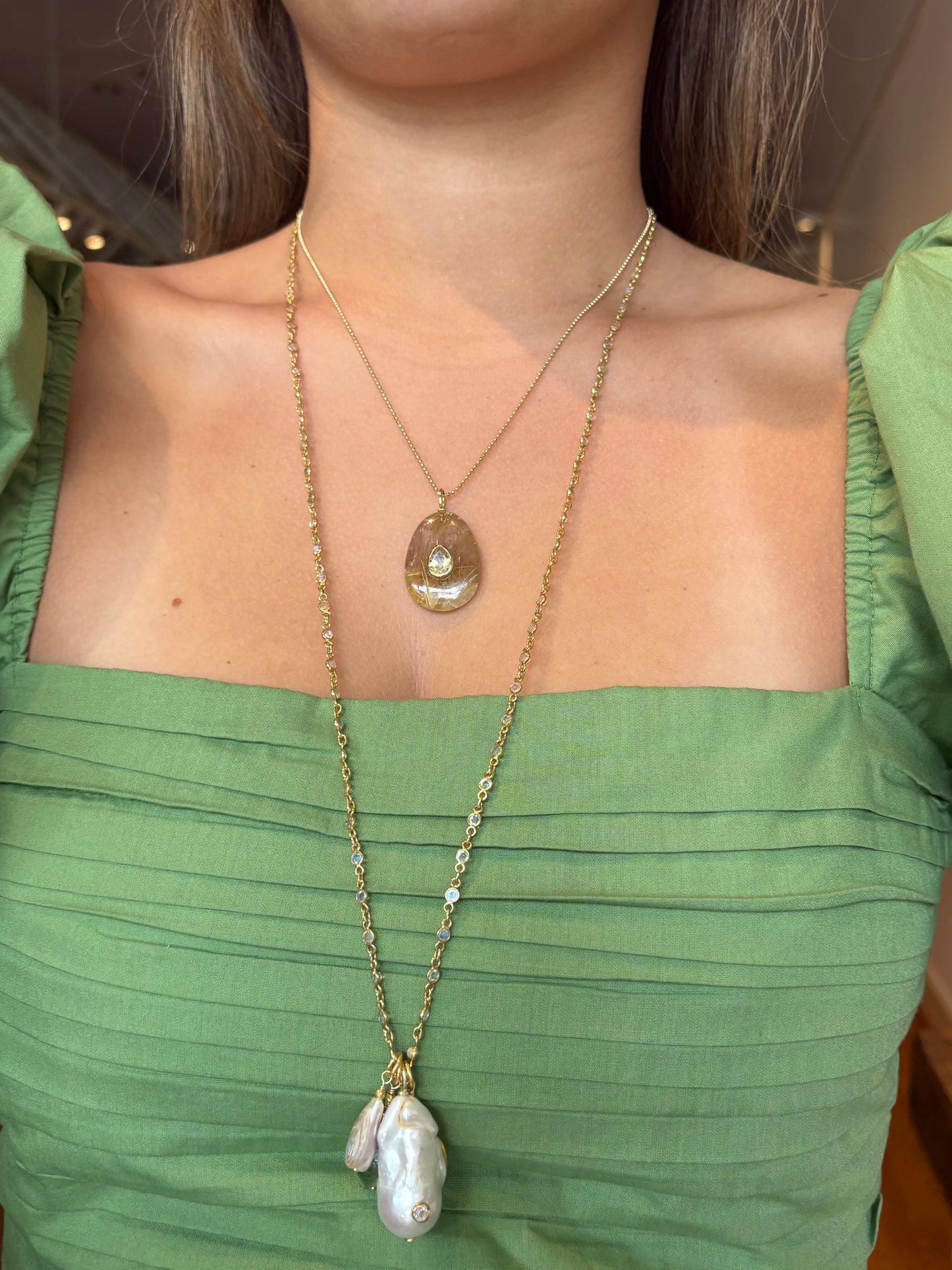Vermeil Pearl Charm Necklace