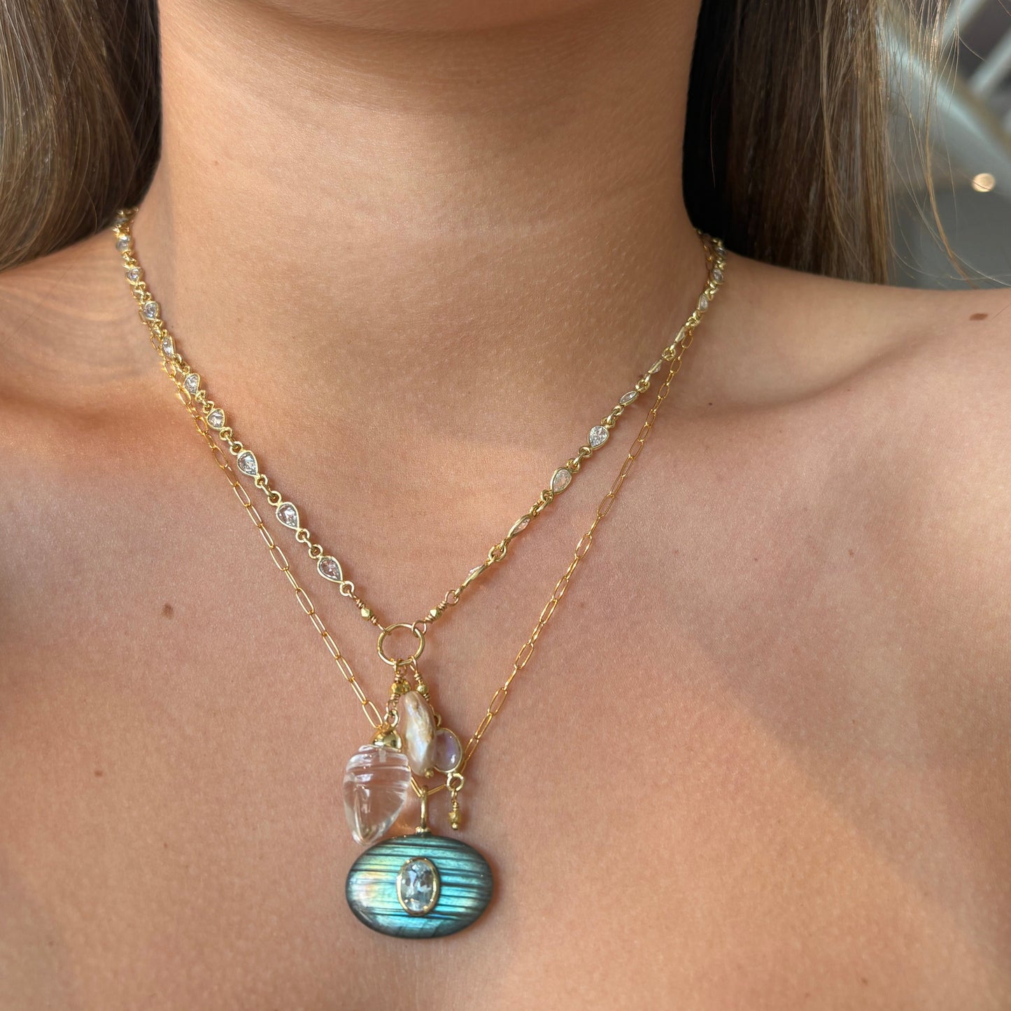Vermeil Quartz Charm Necklace