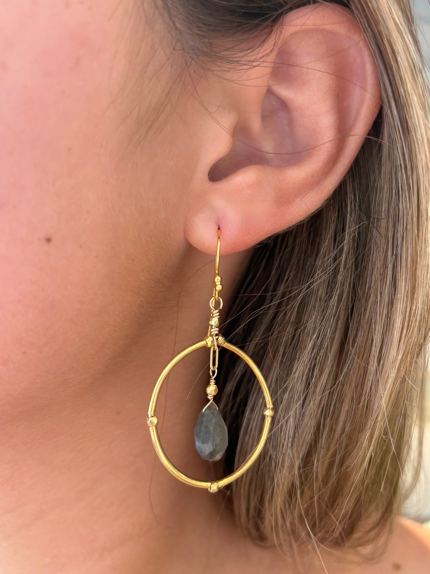 Labradorite Drop Vermeil Earrings