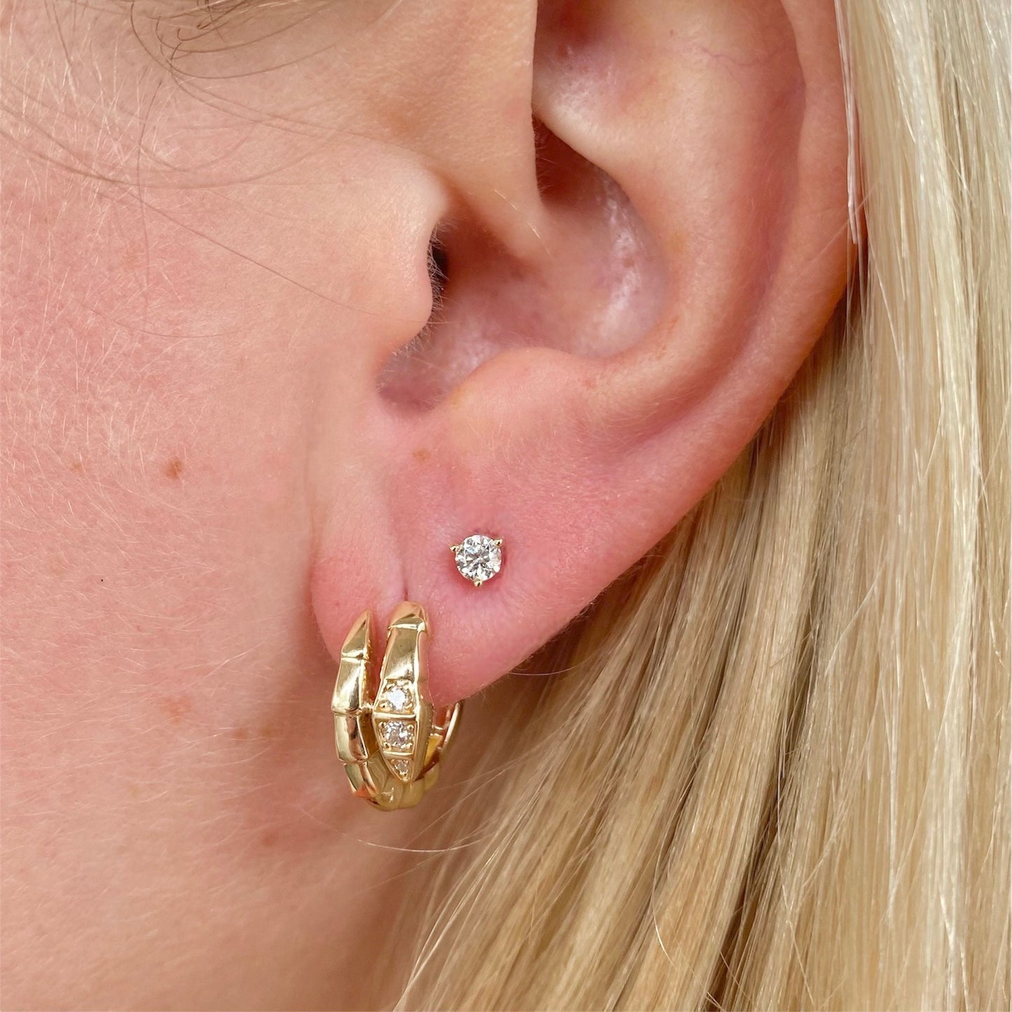 Coiled Diamond Snake Huggies