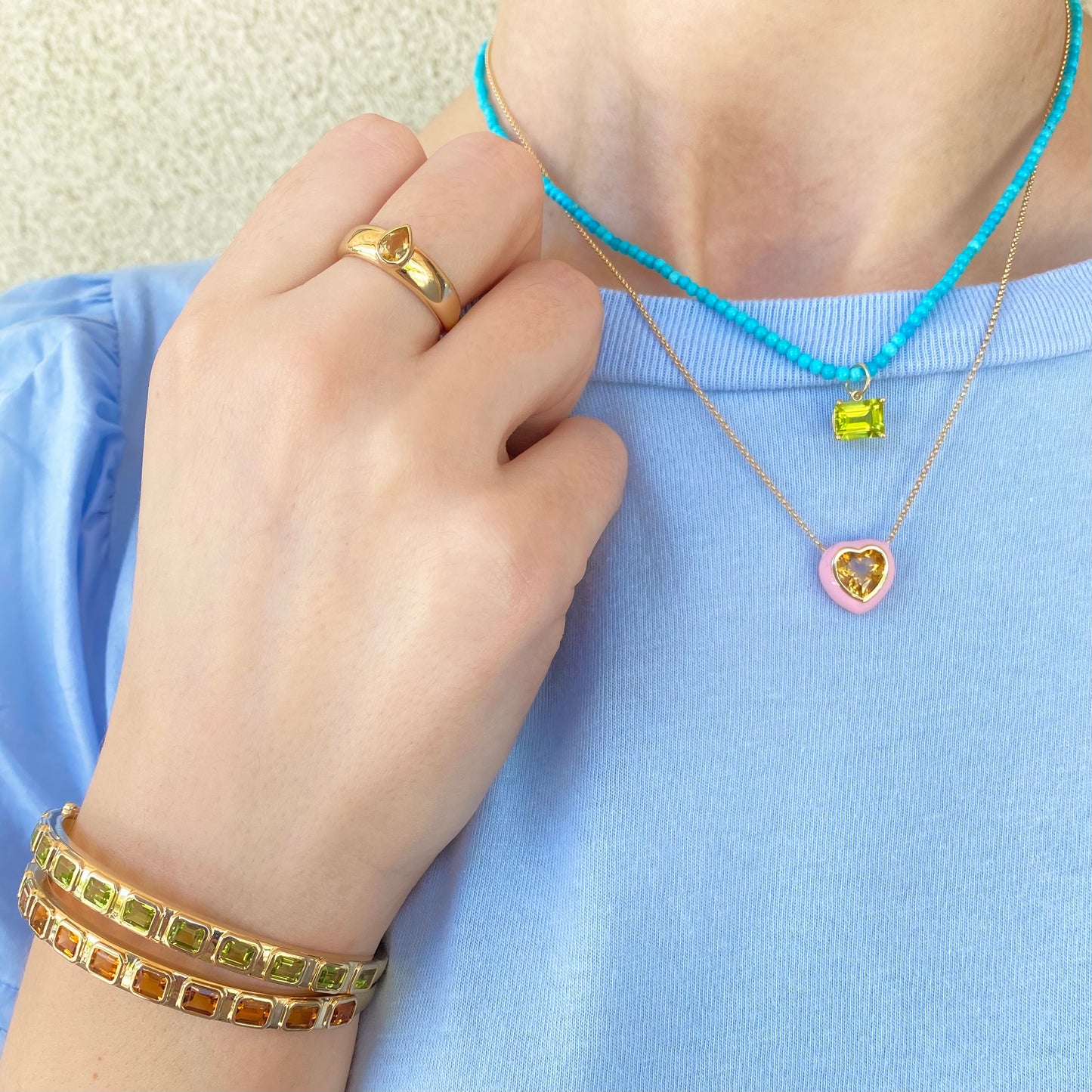 Enamel & Citrine Heart Necklace