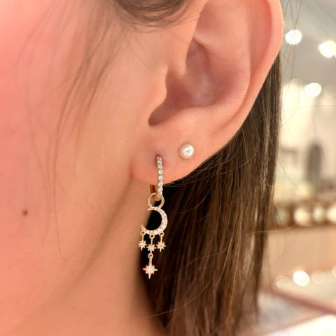 Crescent Moon and Star Earring Charms