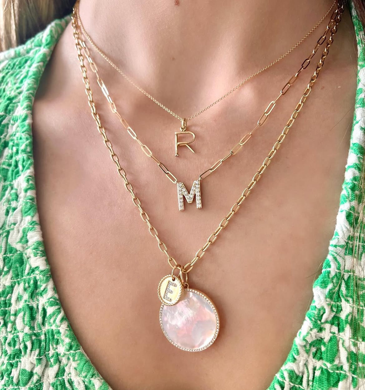 Nail Initial "R" Necklace