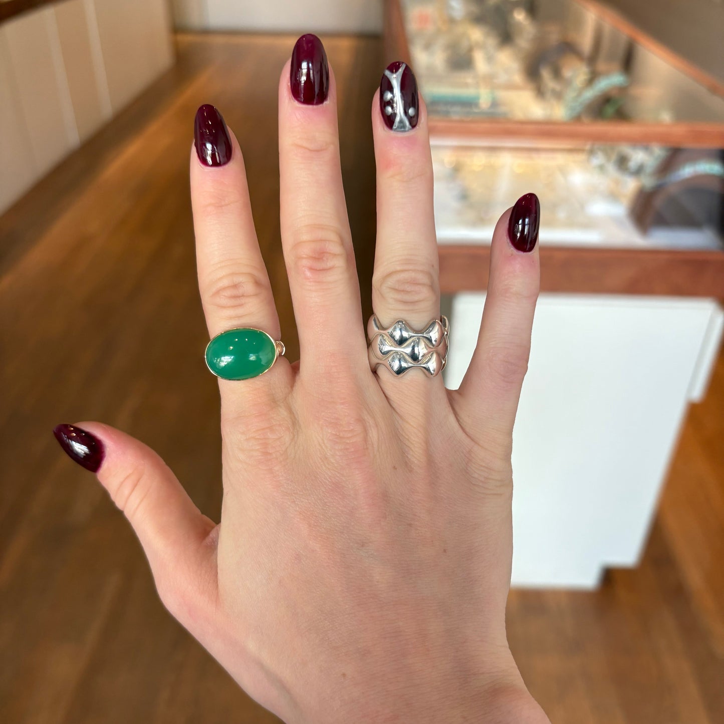 Mixed Metal Chrysoprase Ring