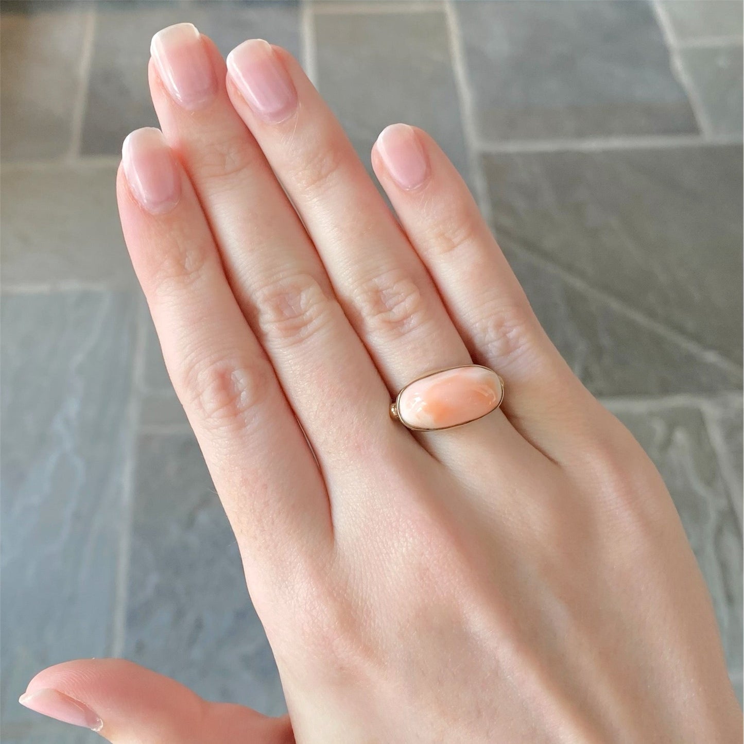 Pink Coral Mixed Metal Ring