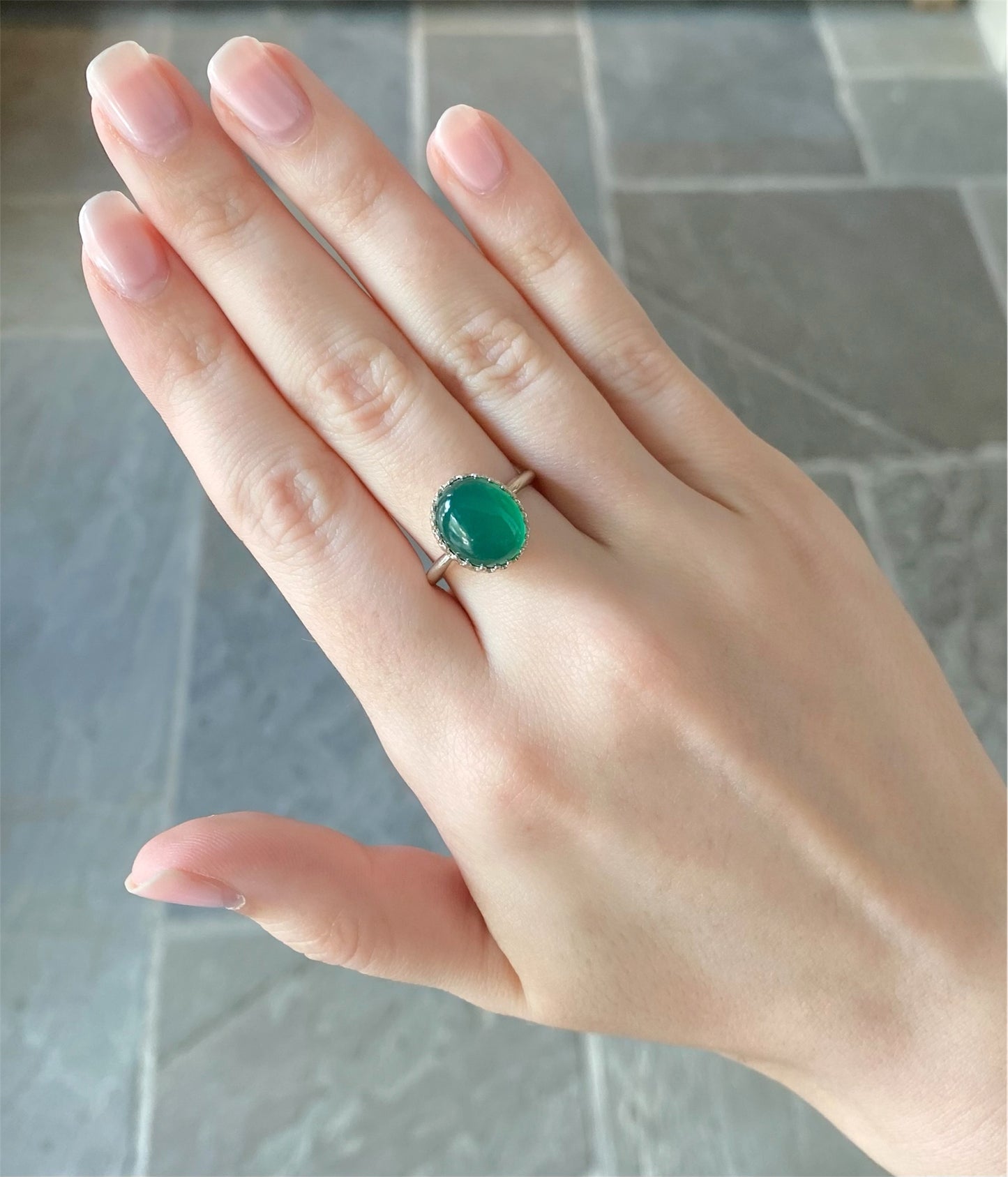 Green Onyx Solitaire Ring
