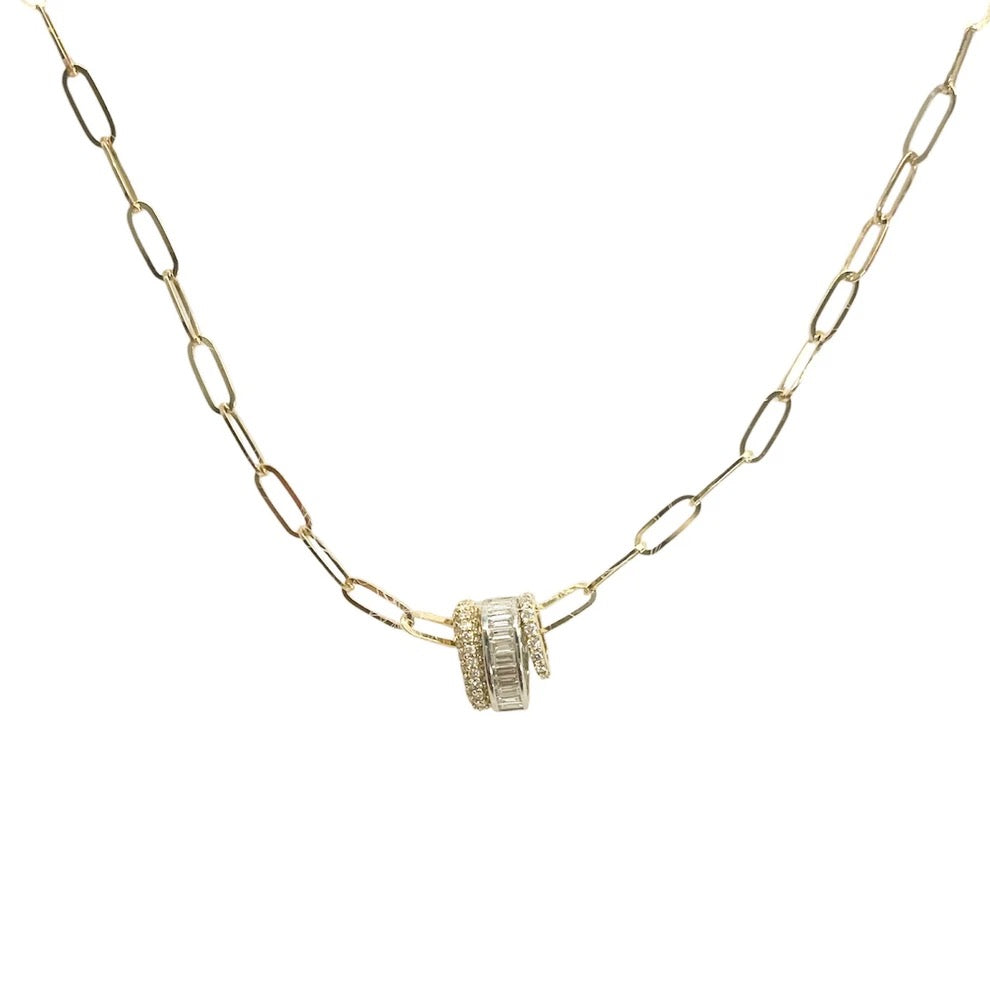Paperclip Chain Necklace with Diamond Barrels