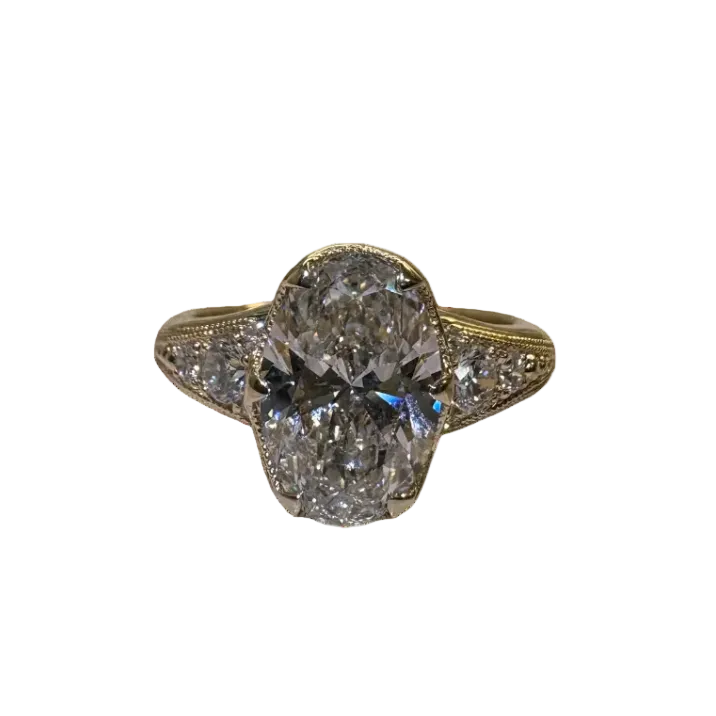 Gold and Lab Grown Oval Diamond Ring