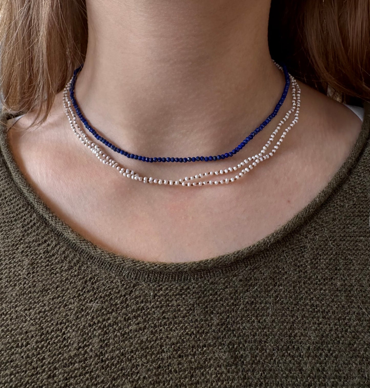 Micro Knotted Pearl Necklace