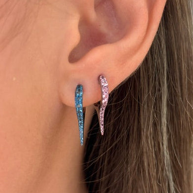 Pink Sapphire Sterling Silver Spike Earrings