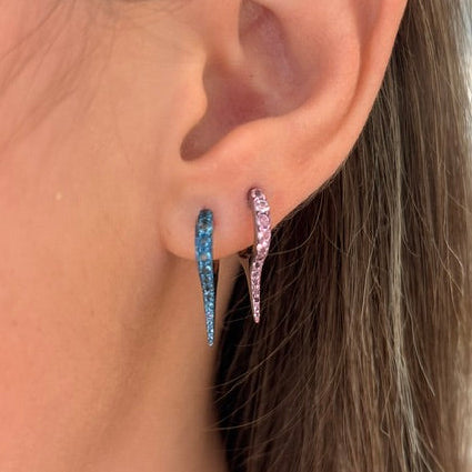 London Blue Topaz Sterling Silver Spike Huggies