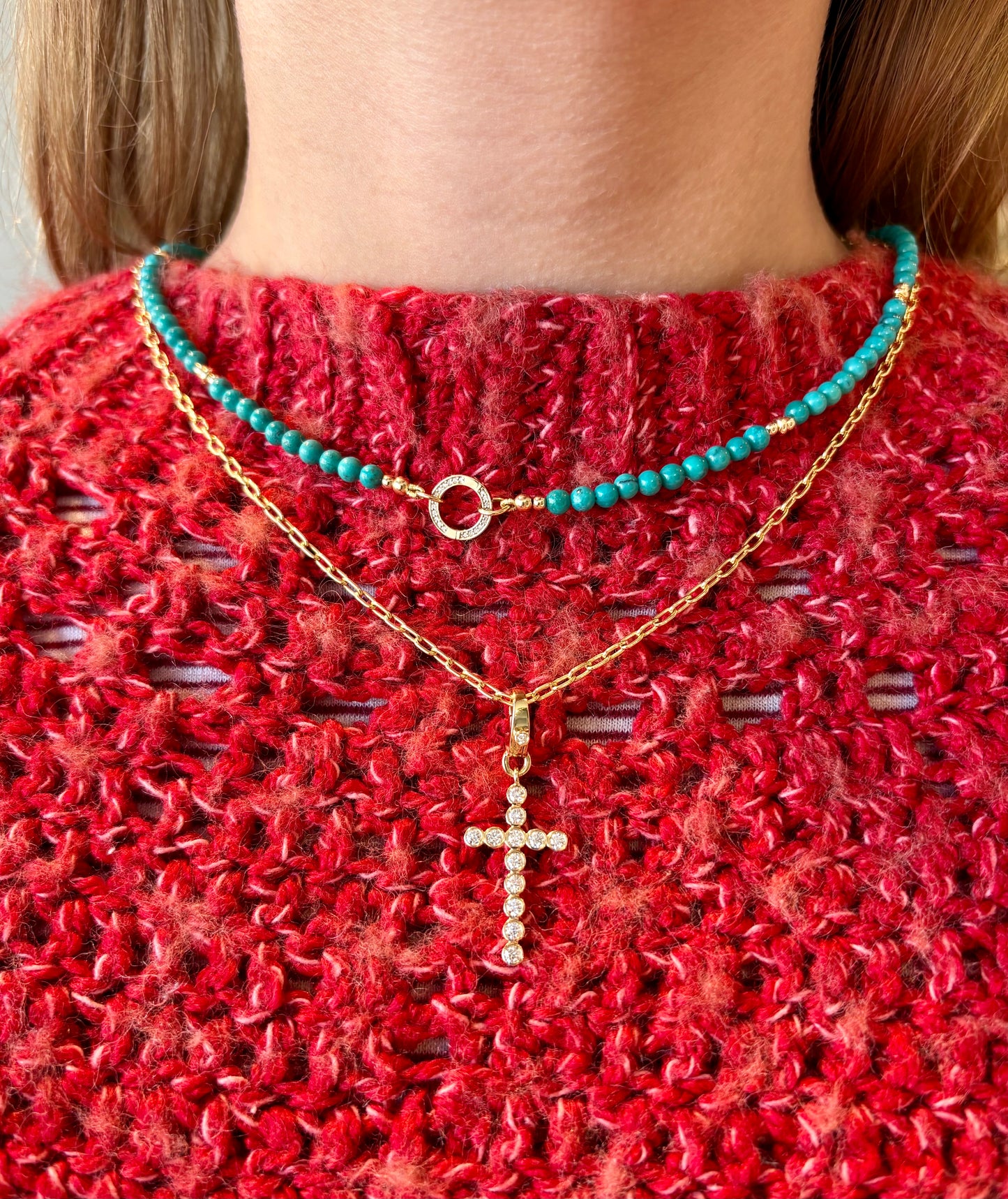 Bezel Set Diamond Cross Charm