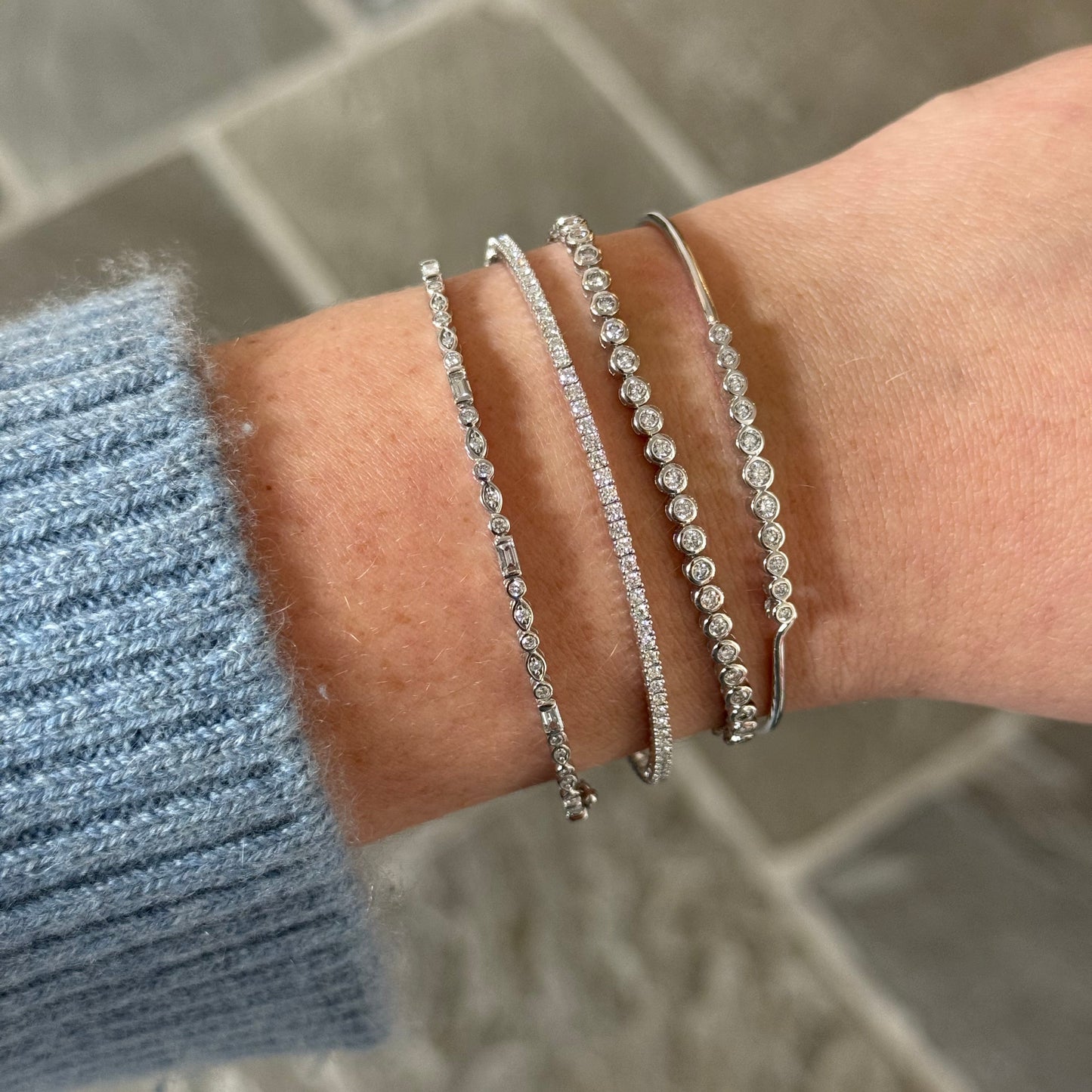 White Gold Bezel Set Diamond Tennis Bracelet
