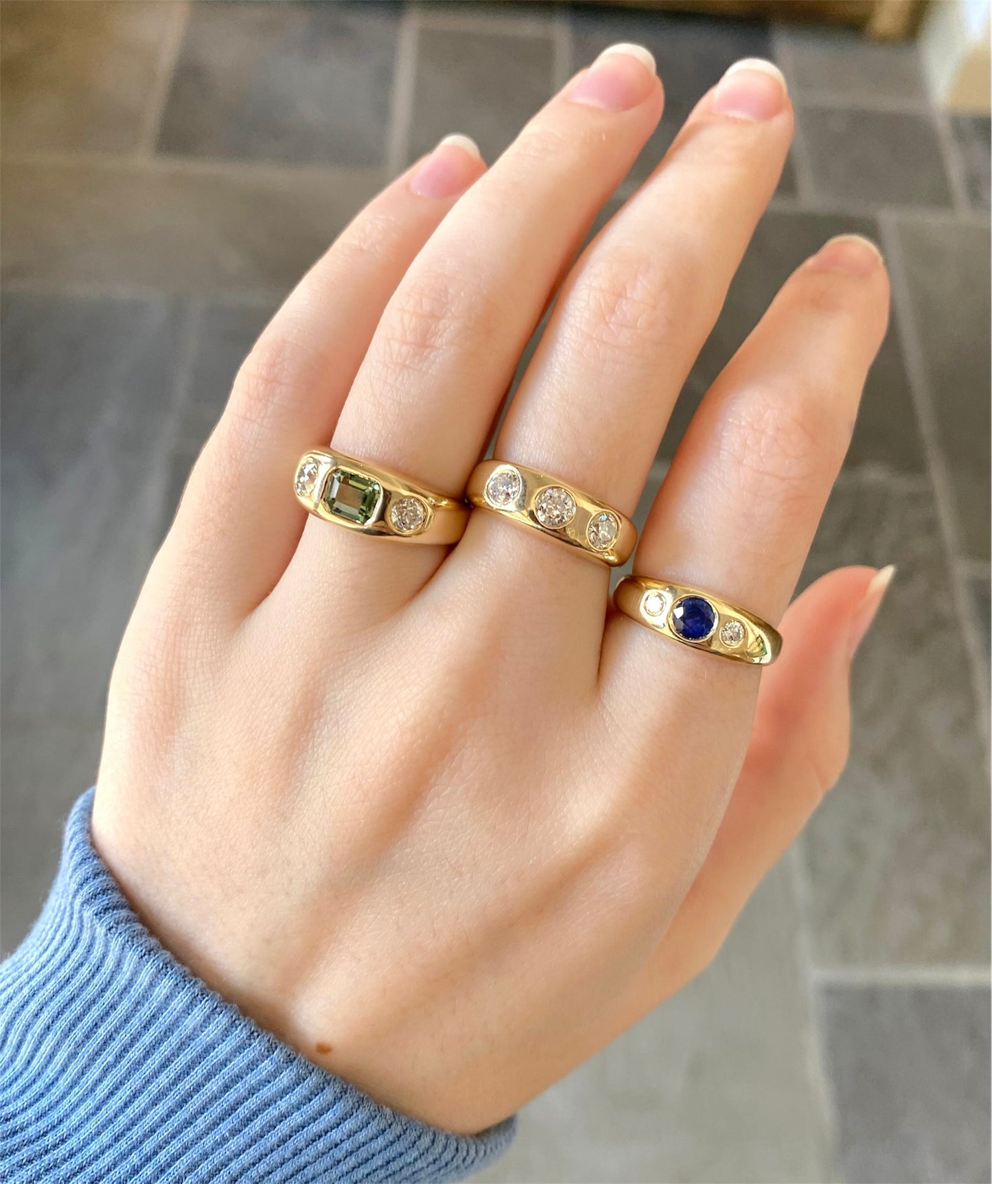 Round Diamond Trio Dome Ring