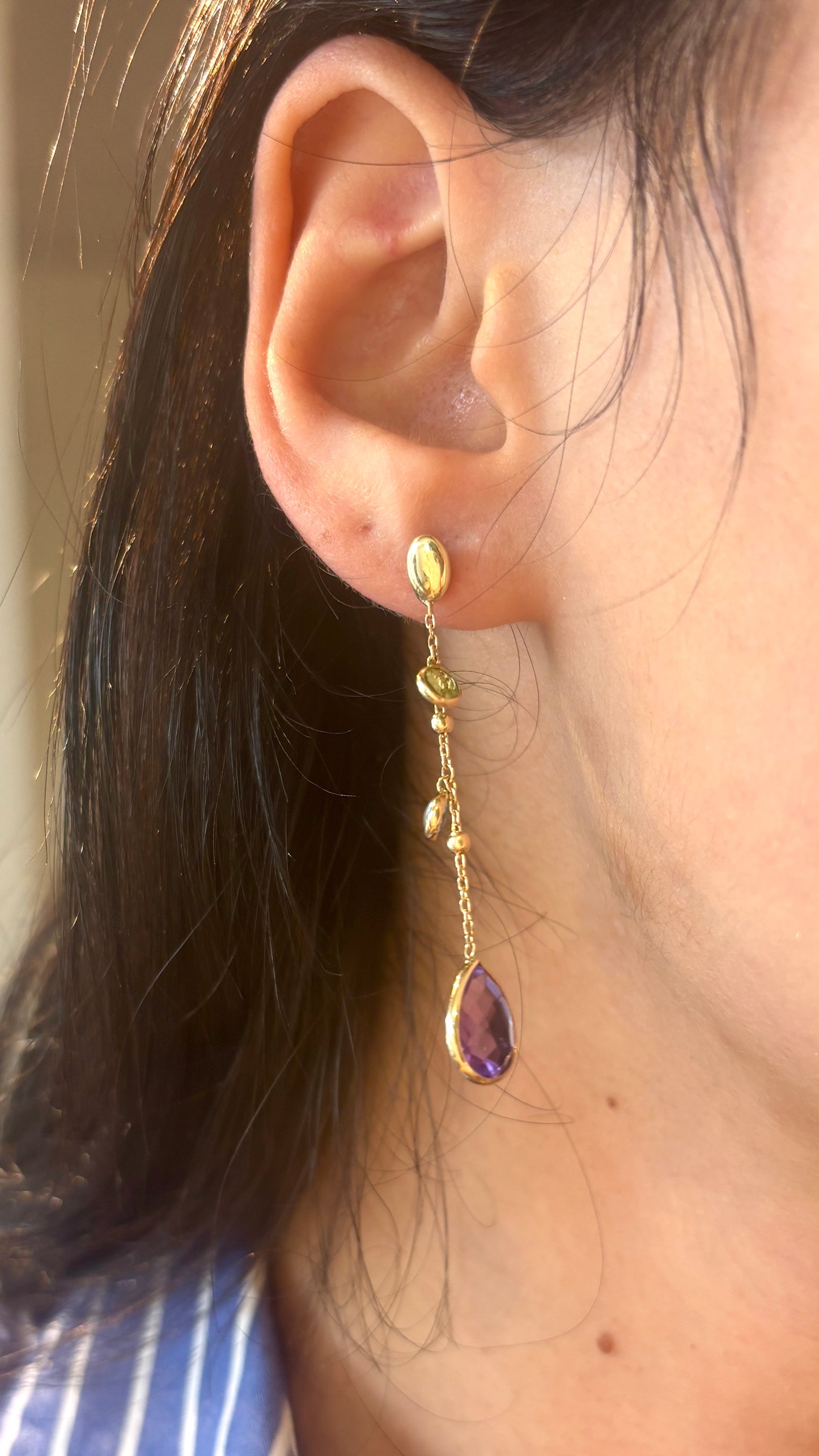 Multi Gemstone Teardrop Dangle Earrings
